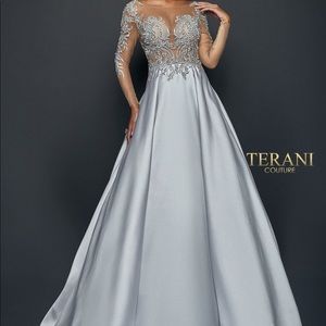 Terani Couture Sheer Illusion Style Long Ball Gown